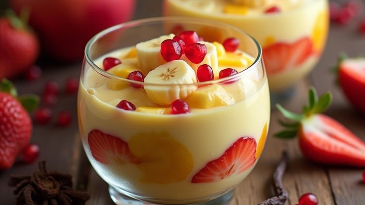 फ्रूट कस्टर्ड - जर तुमच्या कुटुंबाला हिवाळ्यातही थंड पदार्थ आवडत असतील, तर तुम्ही नवीन वर्षासाठी फ्रूट कस्टर्ड बनवू शकता. ते खूप आरोग्यदायी देखील आहे. यासाठी एका भांड्यात दूध आणि कस्टर्ड पावडर घट्ट होईपर्यंत शिजवा आणि मग एका बाऊलमध्ये हे दूध काढून यात वेगवेगळ्या फळांचे काप टाका. ते रेफ्रिजरेटरमध्ये सेट होऊ द्या आणि मग थंडगार फ्रूट कस्टर्डचा आस्वाद घ्या. 
