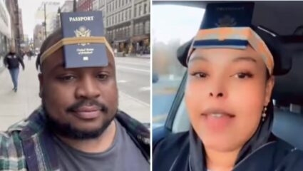 डोनाल्ड ट्रम्पचा अमेरिकेत दरारा! थेट कपाळावर पासपोर्ट चिटकवून फिरतायेत लोक VIDEO VIRAL