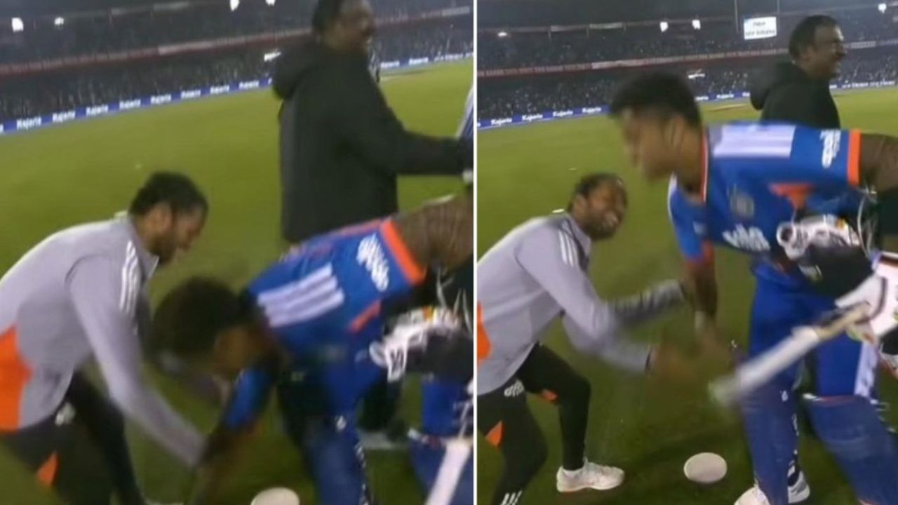 IND vs NZ : सुर्या दादाने आणखी एकदा जिंकलं मनं…सामना जिंकल्यानंतर रघुचे धरले पाय! सोशल मिडियावर Video Viral