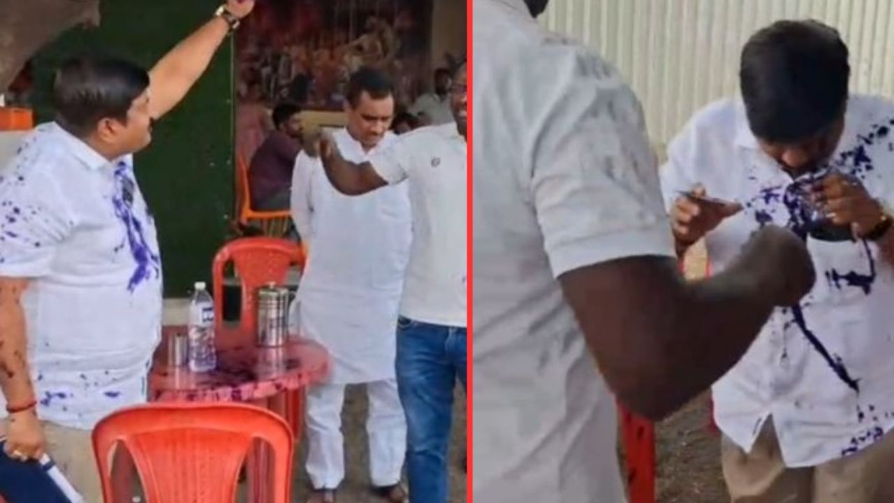 Baramati Ink thrown : बाबासाहेब आंबेडकरांचा फोटो डावलला…! बारामती नगरपरिषदेचे नगराध्यक्ष सचिन सातव यांच्यावर शाईफेक