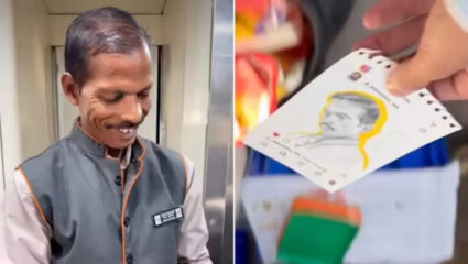 किती ते गोड! ‘त्या’ स्केचमुळे व्यक्तीच्या चेहऱ्यावर उमटले हसू; Vande Bharat मध्ये काय घडले? Video Viral