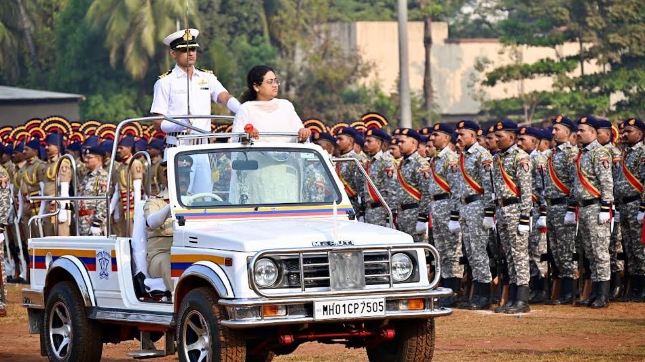 छत्रपती शिवाजी महाराज मैदानावर प्रजासत्ताक दिनाच्या मुख्य शासकीय समारंभाची रंगीत तालीम