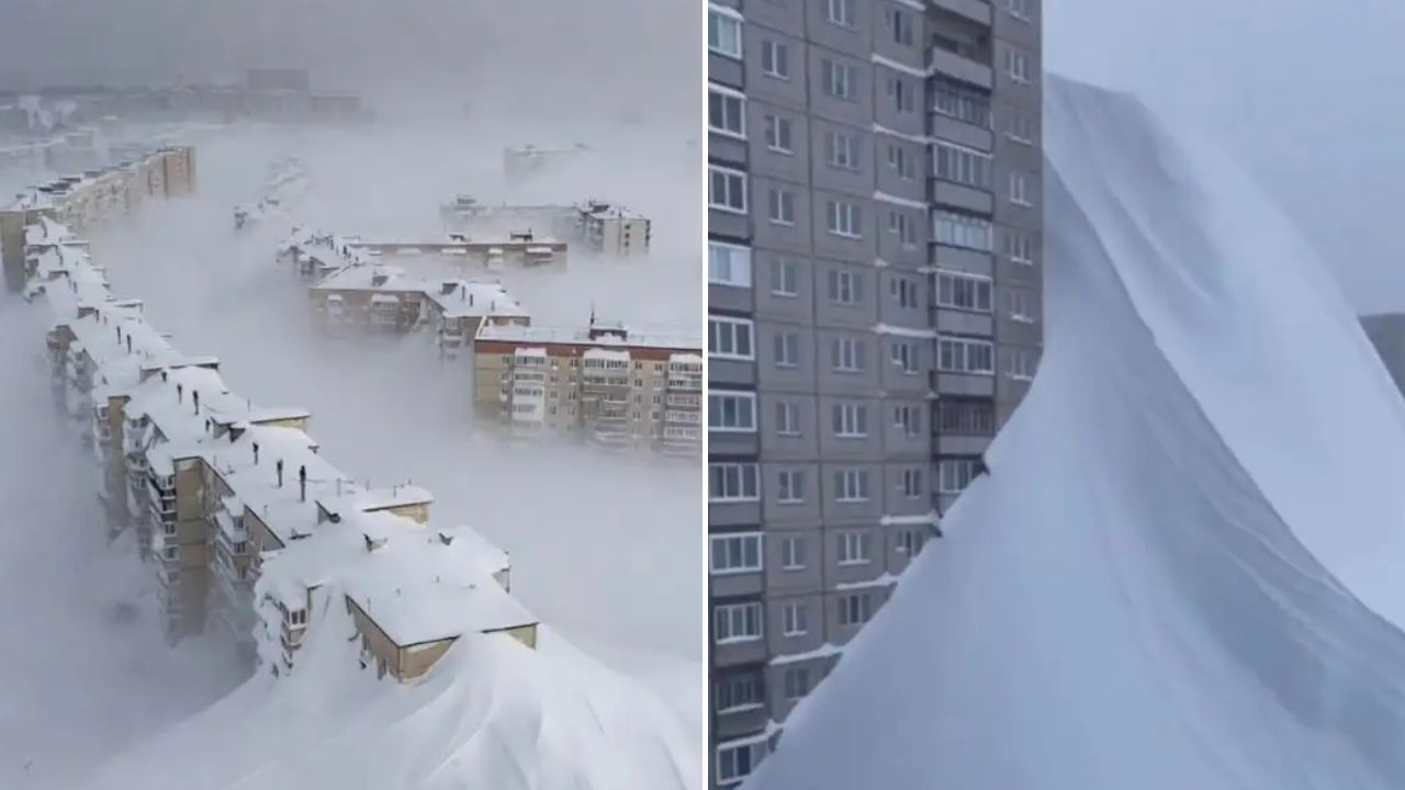 रस्ते गायब, घरेही दिसेनाशी… रशियात ४ मजली इमारती बर्फाच्या चादरीखाली; 30 वर्षात पहिल्यांदाच भीषण हिमवृष्टी VIDEO