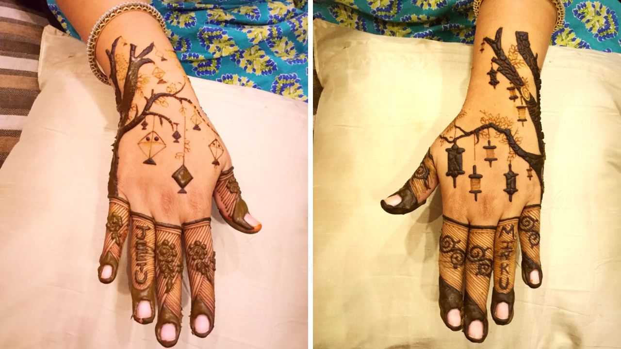 संक्रांतीच्या हळदीकुंकूला सर्वच महिला नटून थटून सुंदर तयार होतात. त्यामुळे मेहेंदीमध्ये तुम्ही पतंग आणि तीळ गूळ सुद्धा काढू शकता. 