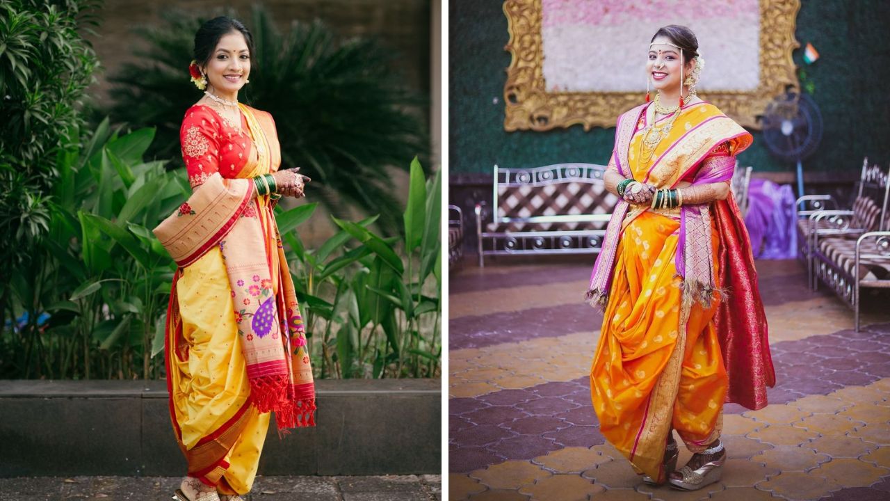 मराठी लग्नांमध्ये वधू लग्न लागताना पिवळ्या रंगाची साडी नेसते. ही पिवळी साडी किंवा अष्टपुत्री नवरीला तिचा मामा देतो. त्यामुळे मराठमोळ्या लग्नात कायमच पिवळ्या रंगाची नऊवारी साडी घालून या पद्धतीने सुंदर लुक करू शकता. 