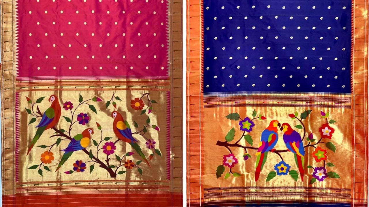 पैठणी साडीवरील पोपट अतिशय आकर्षक आणि सुंदर दिसतात. पैठणी साडी कोणत्याही सणावाराच्या दिवसांमध्ये नेसता येते. 