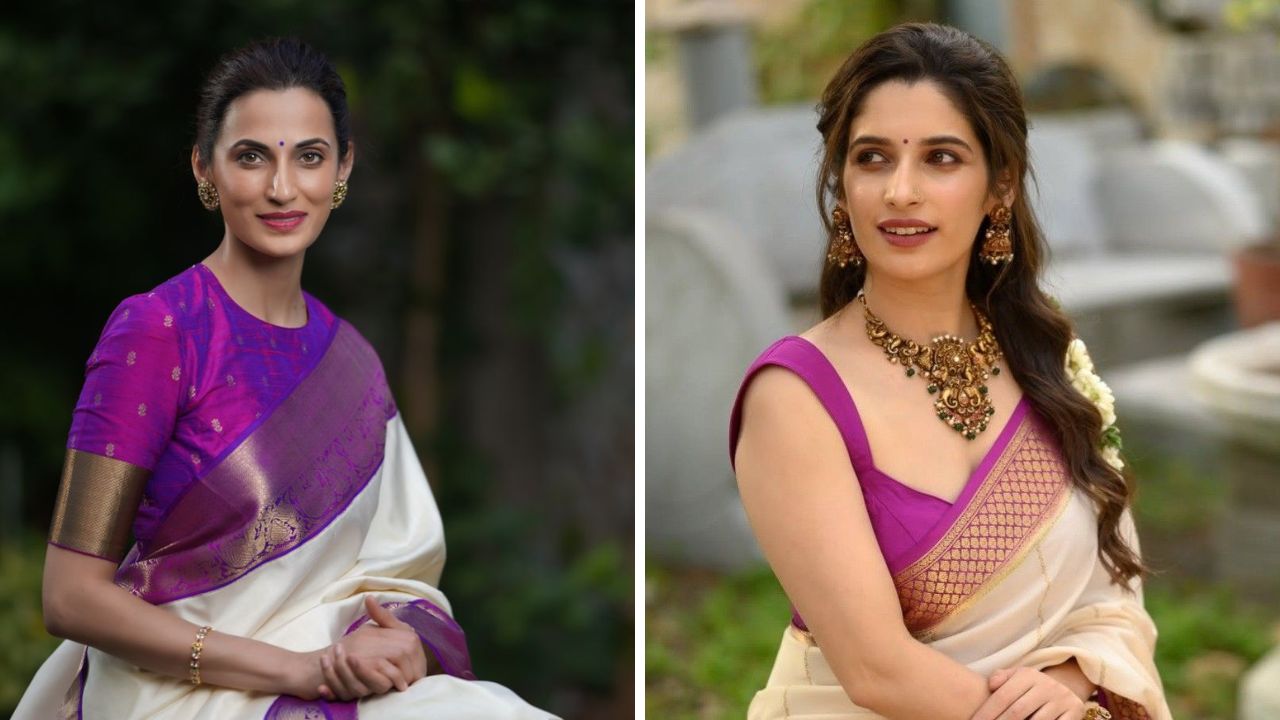 कांजीवरम पांढऱ्या रंगाची साडी खरेदी करताना त्याच्या काठाला असलेल्या रंगांनुसार ब्लाऊजची निवड करावी. यामुळे लुक थोडासा पारंपरिक आणि मॉर्डन दिसतो. 