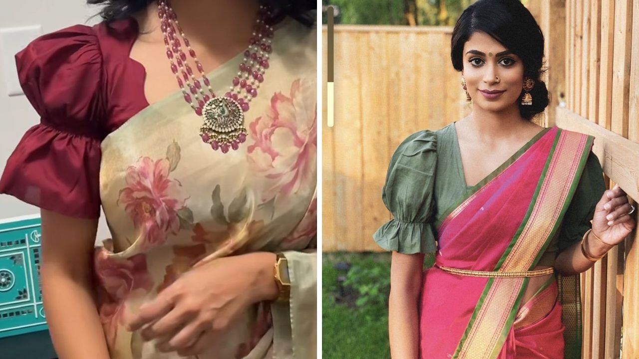 एल्बो लेंथ शॉर्ट पफ आणि बलून स्लिव्हज असे अनेक वेगवेगळे डिझाईन सोशल मीडियासह इतर अनेक ठिकणी पाहायला मिळतात. साडीवरील लुक स्टायलिश करण्यासाठी या पॅर्टनचे ब्लाऊज तुम्ही शिवून घेऊ शकता. 