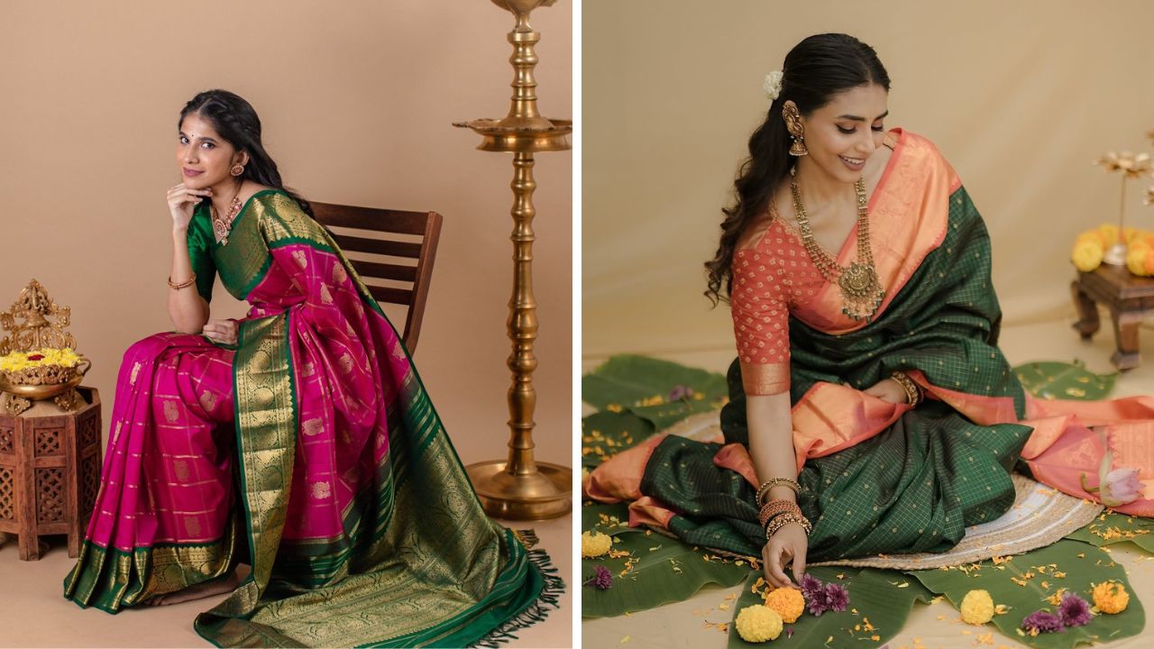 साउथ इंडियन साड्या समृद्ध वारशासाठी, उत्कृष्ट विणकामासाठी आणि मोहक लुकसाठी जगभरात फेमस आहे. कांजीरावां सिल्क साडी दक्षिण भारतीय साड्यांची राणी म्हणून ओळखली जाते. ही साडी शुद्ध रेशमाच्या धाग्यांचा वापर करून बनवली जाते. 