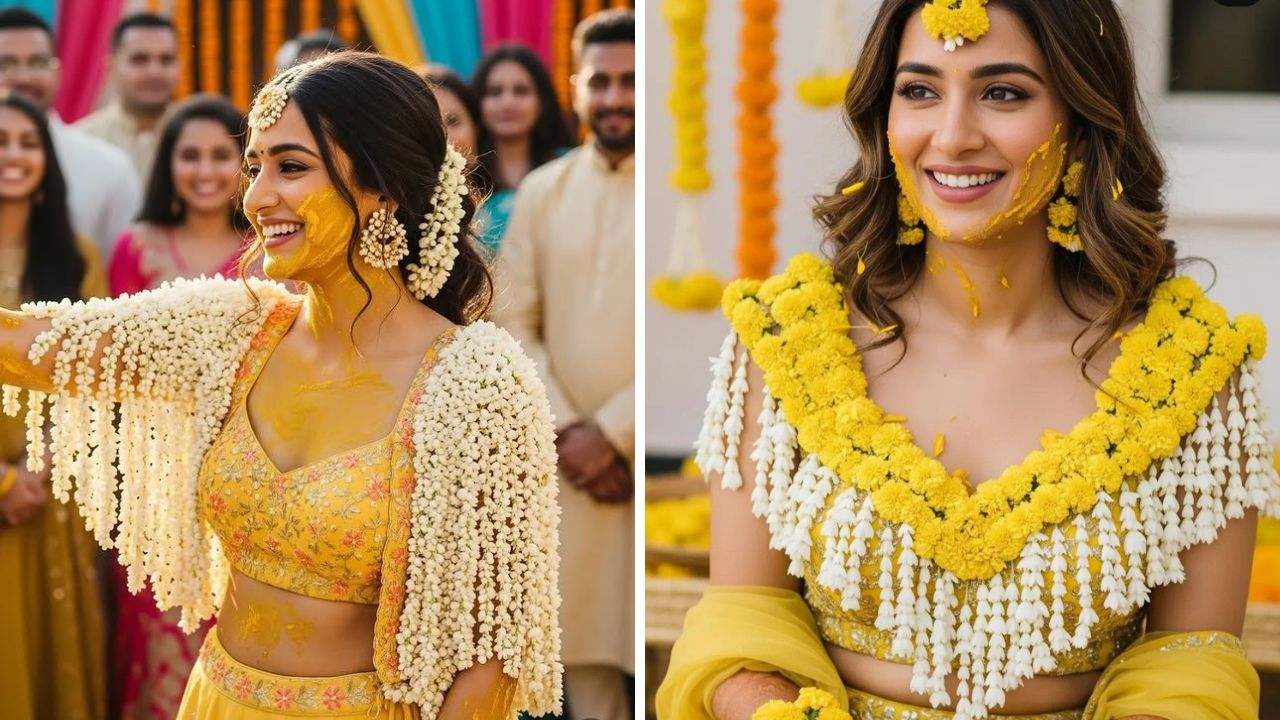 हळदी सोहळ्यात इतरांपेक्षा वेगळा आणि युनिक लुक हवा असल्यास या पद्धतीने फुलांचा दुप्पटा बनवून घ्या. बाजारात कस्टमाईज दुप्पटा उपलब्ध आहेत. 