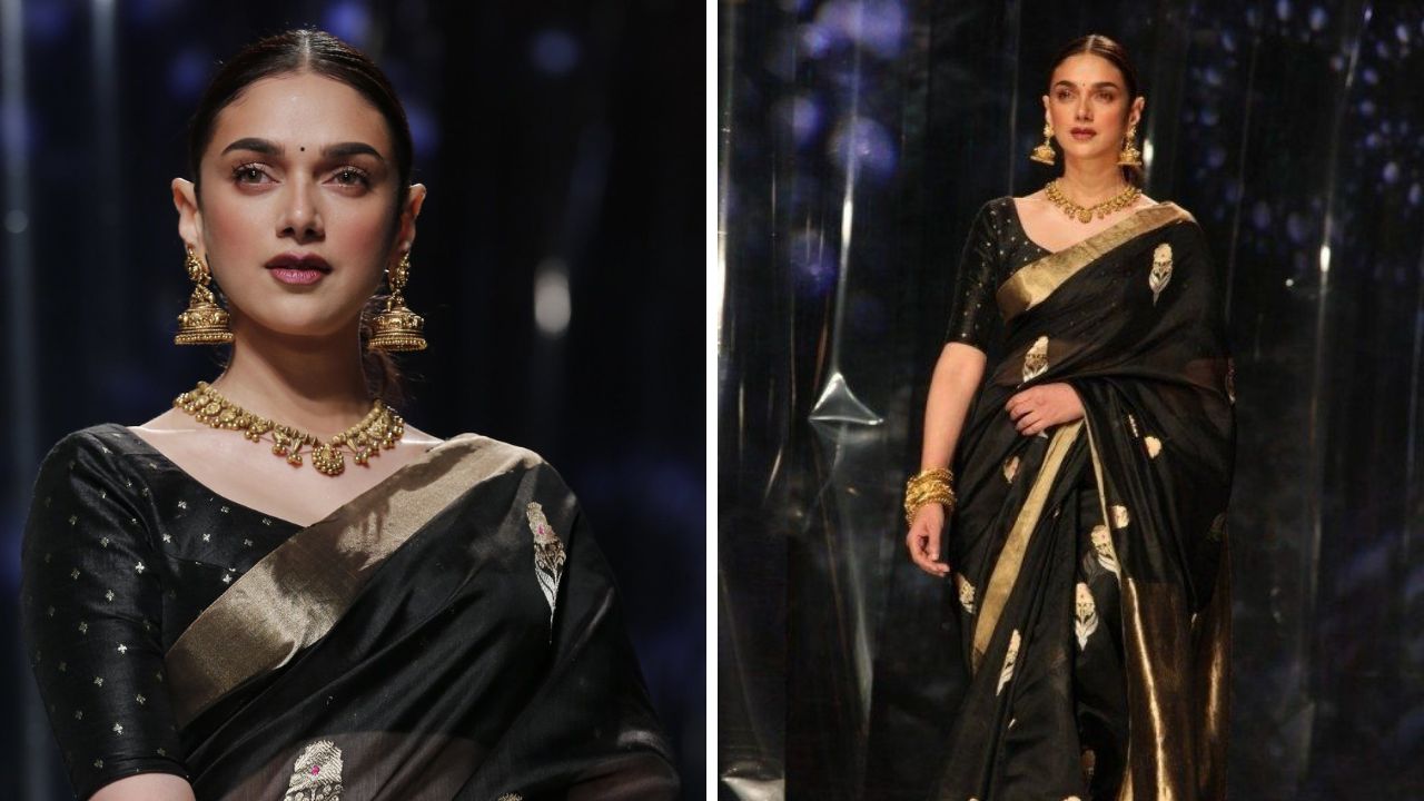 हल्ली बनारसी आणि कांजीवरम सिल्क साड्यांचा मोठा ट्रेंड आला आहे. काळ्या रंगची बनारसी साडी परिधान करून तुम्ही त्यावर सोन्याची फिनिशिंग असलेले सुंदर सुंदर दागिने घालू शकता. 