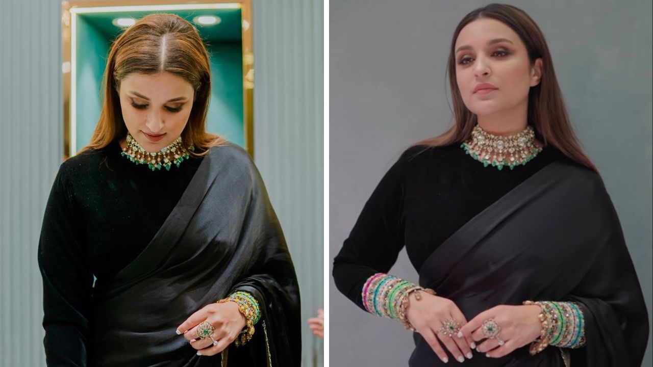 संक्रांतीच्या काळ्या साडीवर जर तुम्हाला इतरांपेक्षा हटके लुक हवा असेल तर या पद्धतीने साडी आणि दागिने स्टाईल करू शकता. चारचौघांमध्ये गेल्यानंतर सुंदर उठावदार दिसाल. 