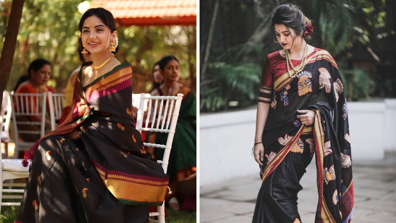 खणाच्या पैठणी साडीला खूप जास्त मागणी आहे. त्यामुळे घरातील हळदीकुंकू सोहळ्यात तुम्हाला जर पारंपरिक लुक हवा असेल तर खणाच्या पैठणी साडीची निवड करावी.