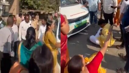 PCMC Election : पिंपरी चिंचवडमधील मतदान केंद्रावर गोंधळ, आरओच्या गाडीसमोर बसले उमेदवारांचे पती