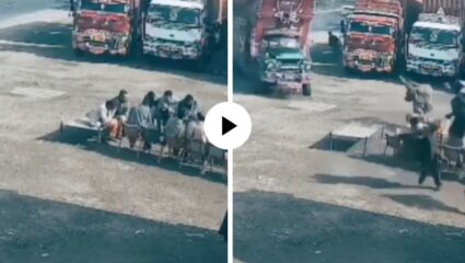 ढाब्यावर बसून जेवणाचा आस्वाद घेत होते तितक्यात मृत्यूने मारली मिठी, भरधाव ट्रक येऊन धडकला अन्… थरारक Video Viral