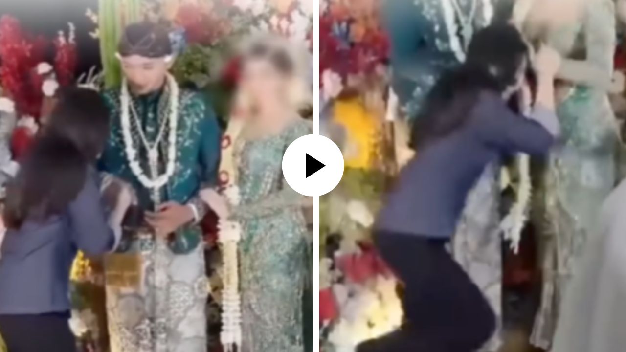 स्टेजवर येताच वराची एक्स करायला लागली Kiss, पण तितक्यातच वधूने असा चोप दिला की… झींज्याच उपटून स्टेजवर पाडलं; Video Viral