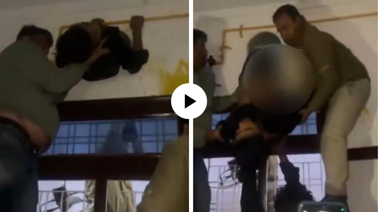 चोरी करायला गेला, पण बाहेर पडायचा मार्गच हरवला; एक्झॉस्ट फॅनमध्ये अडकून चोराची झाली फजिती; मजेदार Video Viral