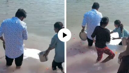 श्रद्धा की अंधश्रद्धा? गंगेत देवासाठी दूध ओतलं, पण भुकेल्या मुली मात्र उपाशीच… दृष्ये पाहून युजर्सचा संताप अनावर; Video Viral