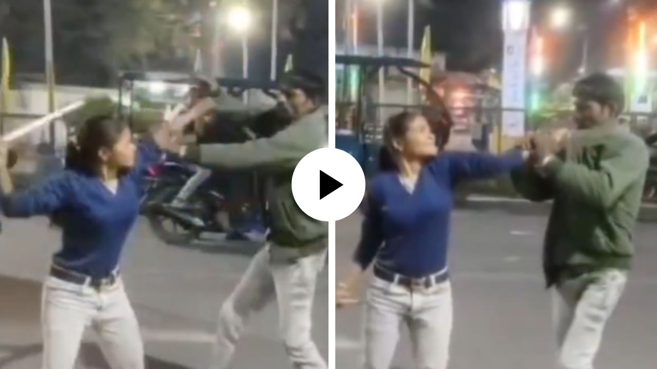 धाकड छोरी! रस्त्यावर मुलीची छेड काढत होता व्यक्ती, तिने बांबू घेतला अन्… घटनेचा Video Viral