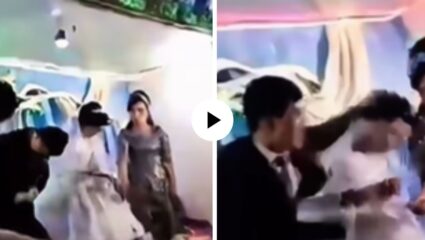 लग्नाच्या विधीत गेम जिंकला म्हणून वराने स्टेजवरच वधूला केली मारहाण, पाहून वऱ्हाडीही झाले अवाक्; Video Viral