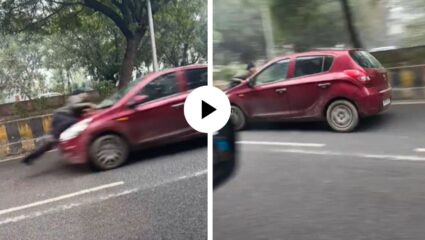 रस्त्यावर कायदा चिरडला! कार चालकाने ट्राफिक पोलिसाला बॉनेटवर 500 मीटरपर्यंत फरफटत नेलं; ग्रेटर नोएडातील Video Viral