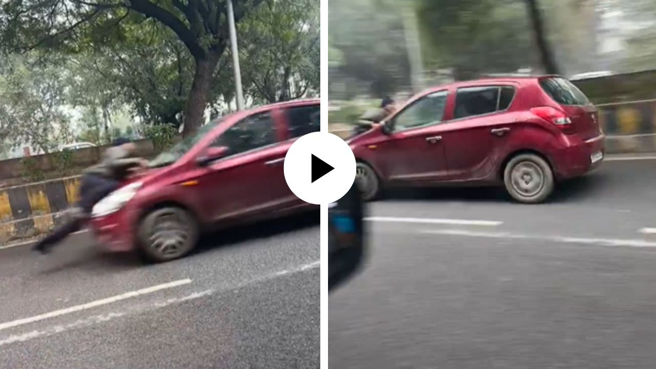 रस्त्यावर कायदा चिरडला! कार चालकाने ट्राफिक पोलिसाला बॉनेटवर 500 मीटरपर्यंत फरफटत नेलं; ग्रेटर नोएडातील Video Viral