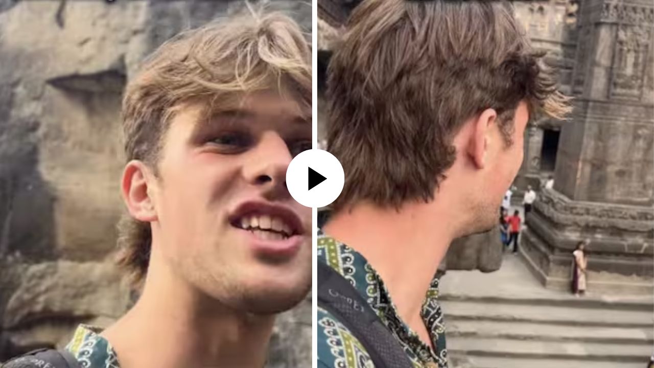 ऑस्ट्रेलियन नागरिकाला हवे आधार कार्ड;  वेरुळच्या लेण्यांमध्ये असं काही केलं की…, VIDEO भारतीयांच्या पसंतीस