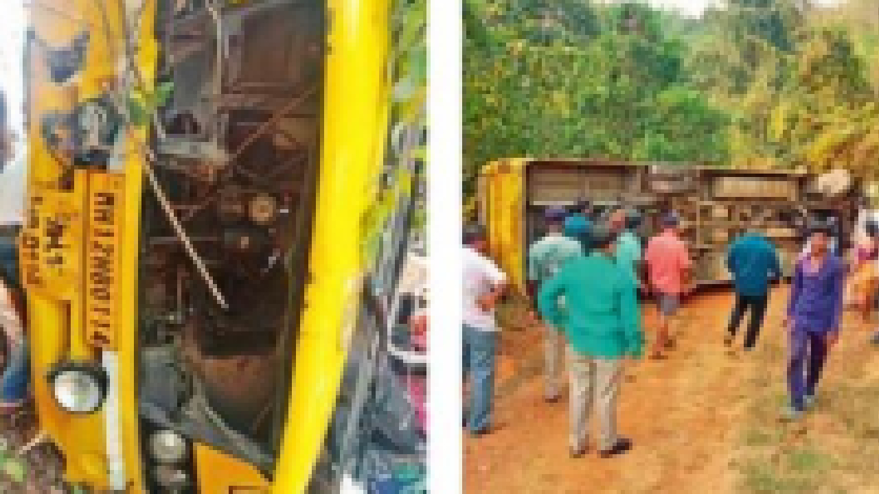 रत्नागिरीच्या संगमेश्वरमध्ये सहलीच्या बसला अपघात; वाहनावरील ताबा सुटला अन् थेट…