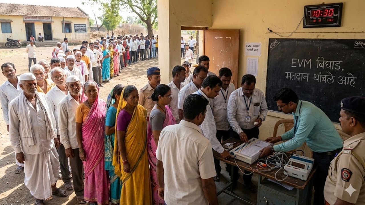 Sangli Election 2026: देवर्डे येथे EVM बिघाडामुळे अर्धा तास मतदान प्रक्रिया ठप्प, मतदान केंद्रावर गोंधळ, नागरिक संतप्त