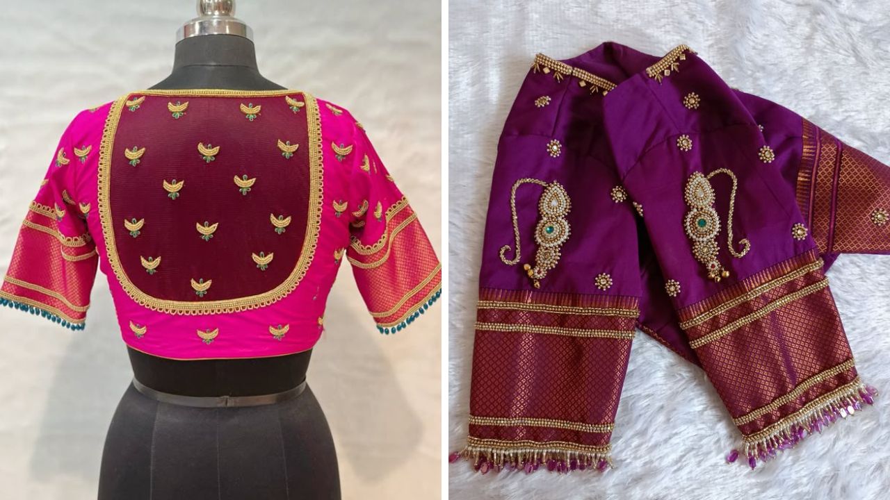 आरी वर्क करताना प्रामुख्याने रेशमी धागे, मणी आणि टिकल्यांचा वापर करून अतिशय हळुवार पद्धतीने चंद्रकोर आणि इतर डिझाईन तयार केल्या जातात. ज्यामुळे ब्लाऊजला दर्जेदार लुक येतो.