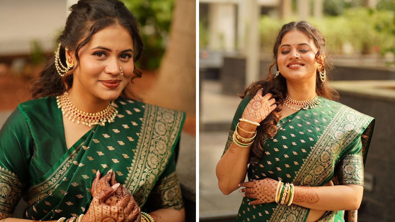 हिरवा रंग हा निसर्गातील अंकुरणाचे प्रतीक मानला जातो. हिरव्या रंगाच्या साडीमध्ये नववधू अतिशय खुलून आणि उठावदार दिसते. लग्नात नेसल्या जाणाऱ्या प्रत्येक साडीला खूप जास्त महत्व असते.