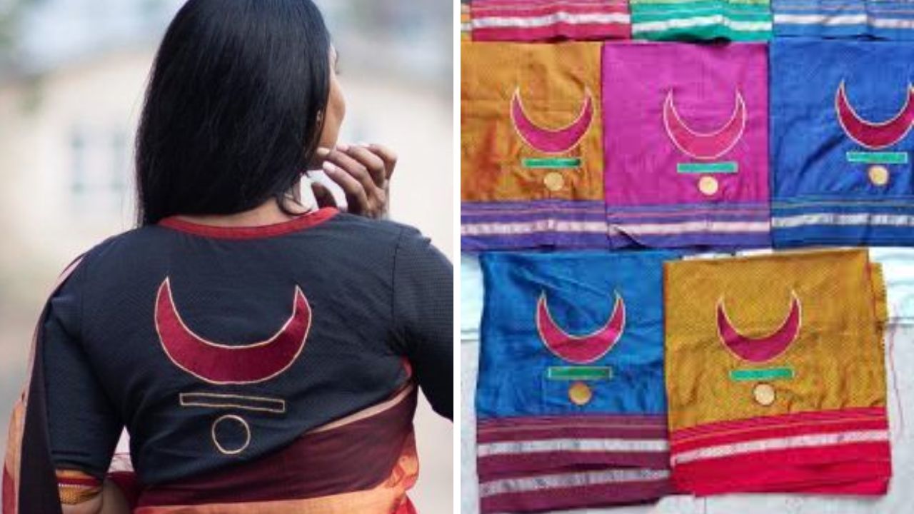 हल्ली फॅब्रिक पेंटिंगचा मोठा ट्रेंड आला आहे. त्यामुळे खण किंवा इतर कोणत्याही फॅब्रिकच्या ब्लाऊजवर पेंटिंग करून चंद्रकोर काढू शकता.