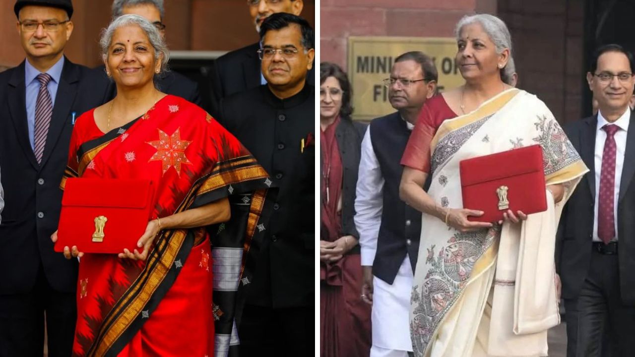 2025 मध्ये अर्थसंकल्प सादर करताना निर्मला सीतारमण यांनी मधुबनी पेंटिंगची साडी परिधान करत त्यावर लाल रंगाचा ब्लाऊज परिधान केला होता. 