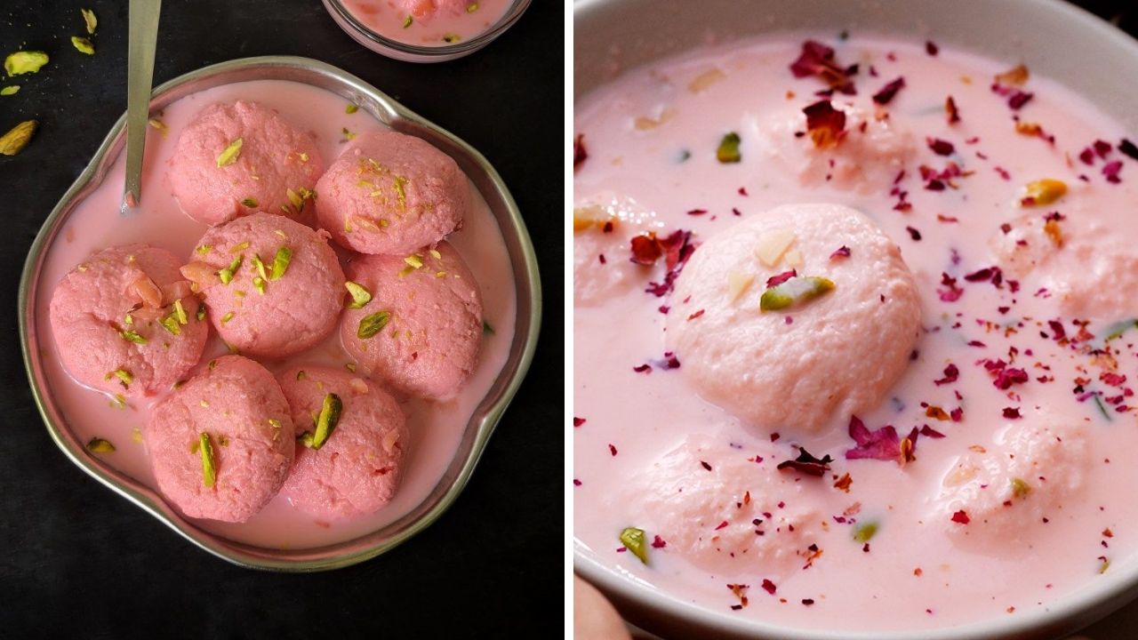 Valentine Day ला जोडीदारासाठी बनवा शाही आणि सुगंधी गुलाब रसमलाई, पदार्थ पाहून तोंडाला सुटेल पाणी