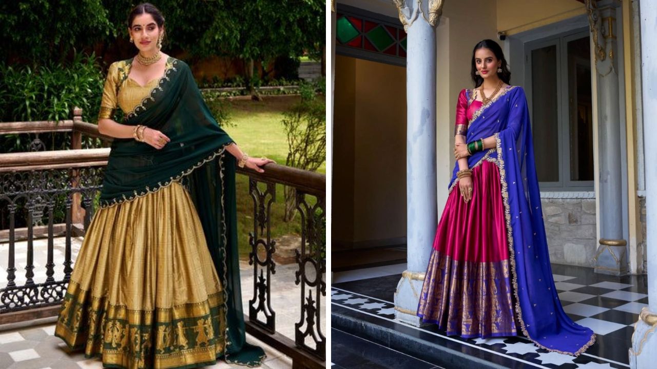 अनेकांना साडीचा पदर मोकळा ठेवायला खूप जास्त आवडतो. त्याप्रमाणेच तुम्ही लेहेंग्यावरील पदर सुद्धा मोकळा ठेवू शकता. यामुळे चारचौघांमध्ये युनिक आणि उठावदार दिसाल. 