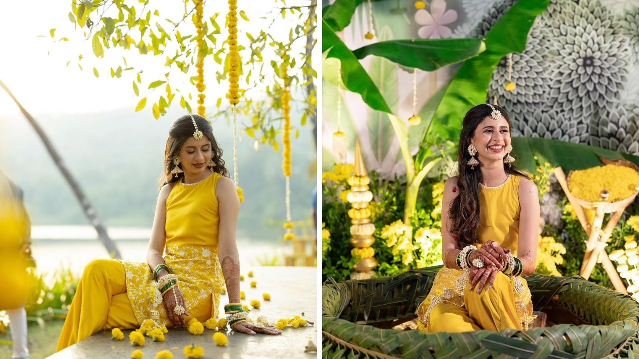 सोशल मीडिया इन्फ्लूएन्सर अंकिताने तिच्या हळदी सोहळ्यासाठी अप्रतिम लुक केला होता. पिवळया रंगाच्या ड्रेसवर तिने नाजूक फुलांचे दागिने परिधान केले होते.