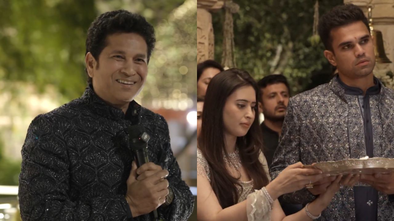 Arjun Tendulkar-Saaniya Wedding : अर्जुन-सानियाच्या लग्नापूर्वीच्या सेलिब्रेशनमध्ये सचिन झाला भावूक! म्हणाला – ‘जेव्हा मुलगा…’