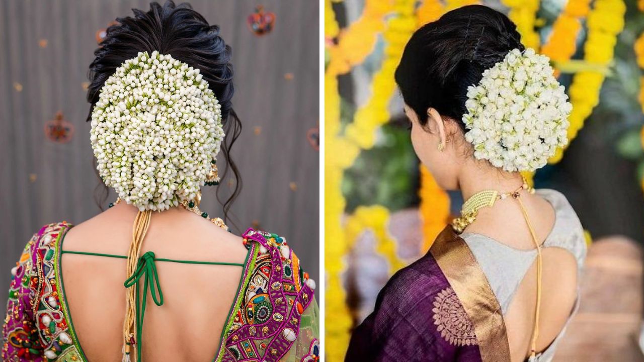 केसांमध्ये गजरा घातल्यानंतर लुक पूर्णपणे बदलून जातो. त्यामुळे साडी नेसल्यानंतर केसांमध्ये मोगऱ्याच्या किंवा इतर वेगवेगळ्या फुलांचा गजरा केसांमध्ये घालावा.