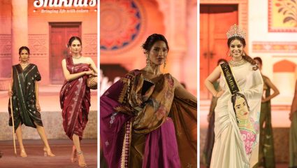 सूरजकुंडमध्ये साडी संस्कृतीचा आवाज! ‘ऑपरेशन सिंदूर’ ला समर्पित ‘शिखाची कारीगारी’ एक भावनिक थीमॅटिक फॅशन