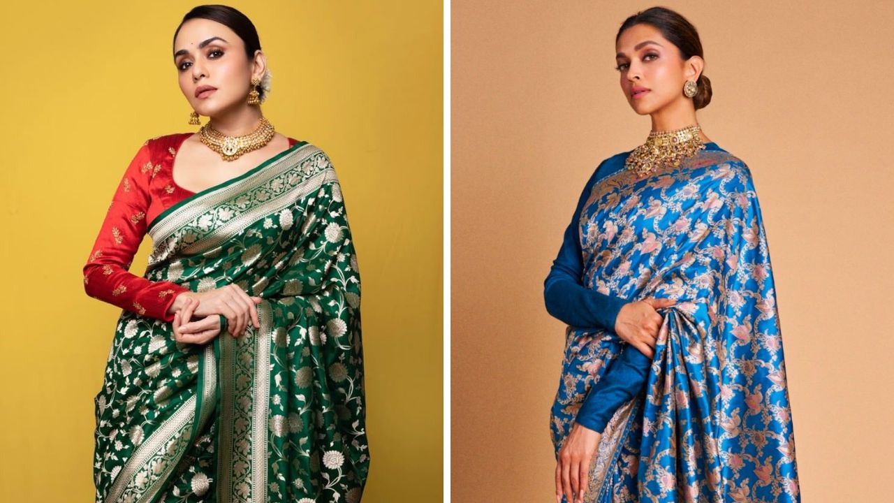 कोणत्याही कार्यक्रमात प्रत्येक महिलेला कायमच रॉयल, एलिंगट दिसायचे असते. अशावेळी बनारसी साडीची निवड करू शकता. बारीक नक्षीकाम, रेशमी धाग्यांचा वापर आणि शाही लुक देणाऱ्या साड्या कोणत्याही महिलेवर अतिशय सुंदर दिसतात. लाल, मरुन, हिरवा आणि सोनेरी रंग सगळीकडे लोकप्रिय आहे. 