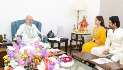 रश्मिका-विजयने लग्नाच्या एकदिवस आधी घेतली अमित शाहांची भेट; गृहमंत्र्यांना भेटवस्तू देऊन केलं आमंत्रित