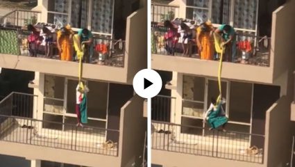 एका साडीसाठी स्वतःच्या मुलाला आईने 10 व्या मजल्यावरून खाली लटकवलं, अंगावर काटा आणणारी दृष्ये अन् Video Viral