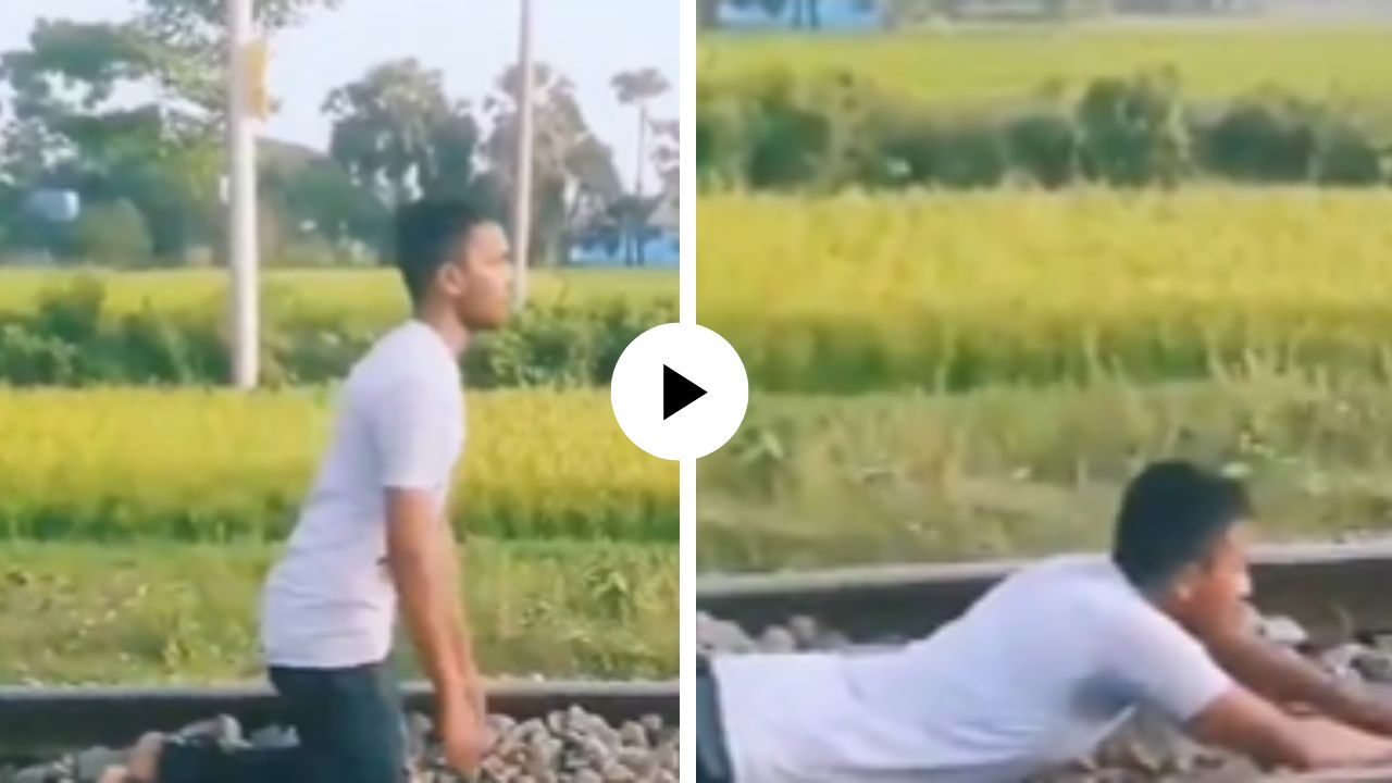 जीवघेणा स्टंट! व्हायरल होण्यासाठी रेल्वे रुळावर जाऊन झोपला, अंगावरून गेली ट्रेन अन्… घटनेचा Video Viral