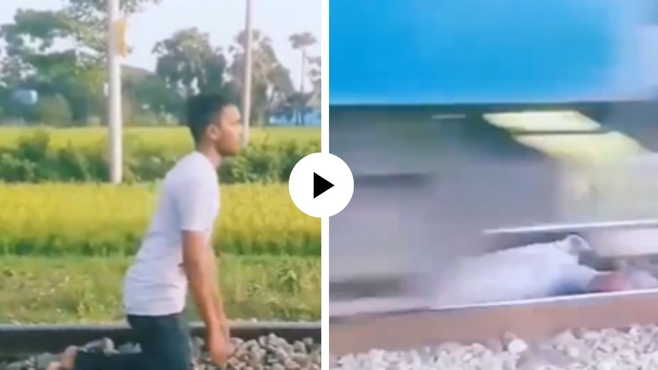 जीवघेणा स्टंट! व्हायरल होण्यासाठी रेल्वे रुळावर जाऊन झोपला, अंगावरून गेली ट्रेन अन्… घटनेचा Video Viral