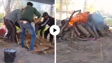 लाकडं रचली, आग लावणार तितक्यात चितेवरून उचललं पार्थिव, ॲम्ब्युलन्समध्ये टाकलं शरीर अन् पुढे जे घडलं… Video Viral