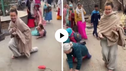 श्रद्धेला सीमेचे बंधन नाही! रशियन महिलांनी राधाकुंडात केली दंडवत परिक्रमा, भक्तिमय भाव पाहून युजर्स गेले भारावून… Video Viral