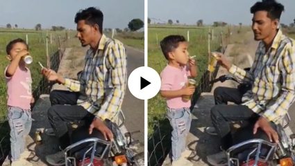 क्षुल्लक लाइक्ससाठी चिमुकल्याचा जीव पणाला… तरुणाने लहान मुलाला पाजली बियर अन् सिगारेट, पाहून नेटकरी भडकले; Video Viral