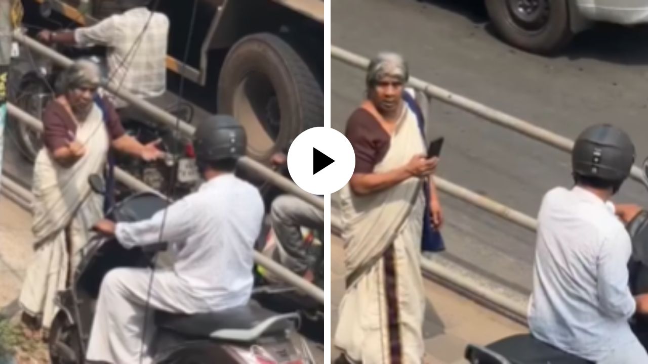 शॉर्टकटचा प्लॅन फसला; ट्रॅफिकमुळे फूटपाथवर चढवली स्कूटर, पण आज्जीने केलं असं काही… चालकाला जन्माची अद्दल घडली