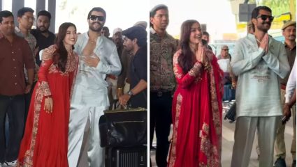 Rashmika-Vijay Wedding: लाल रंगाचा ड्रेस अन् को-ऑर्ड सेट, रश्मिका-विजय लग्नानंतर पहिल्यांदा आले समोर, पाहा Video