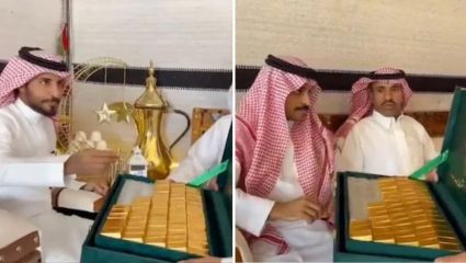 सौदीमध्ये लग्नाला जाल तर व्हाल मालामाल; पाहुण्यांना रिटर्न गिफ्ट म्हणून सोन्याचं बिस्किट, Video Viral